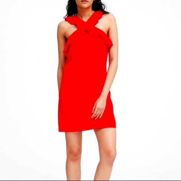 Banana Republic Ruffle Criss-Cross Mini Shift Dress - Worn Once - 12 Tall - Picture 1 of 7